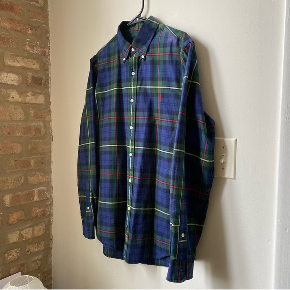 Ralph Lauren Men's Blue Plaid Shirt Size Large Slim Fit Excellent Condition - Picture 2 of 10